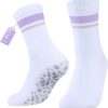 YUEDGE Yoga Pilates Socks for Women, Cushioned Grip Socks Non Slip Crew Workout Training Athletic Socks, 3 Pairs