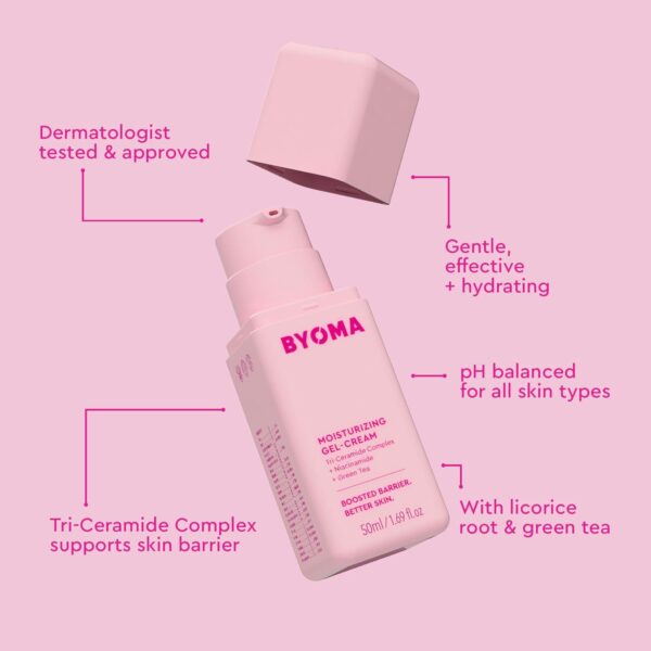 BYOMA Moisturizing Gel Cream - Barrier Repair Cream/Gel Face Lotion with Niacinamide and Green Tea - Ceramide Face Moisturizer for Dry Skin - Alcohol Free, Oil Free Face Moisturizer - 1.69 fl. oz