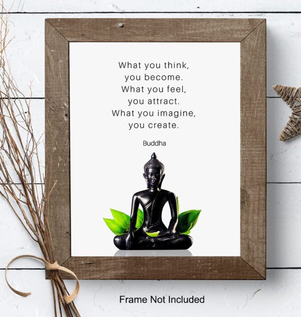 Buddha Quotes Wall Decor - Inspirational Quote Wall Art - Zen Meditation Decor - Buddha Statue Art - Spiritual Gifts for Women, Men - New Age Spa Room Decoration - Yoga Artwork - Buddhism Buddhist