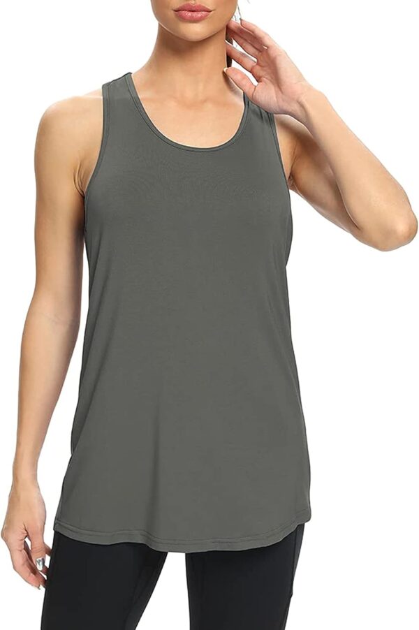 Bestisun Workout Yoga Athletic Shirts Racerback Long Tank Tops Loose fit for Women