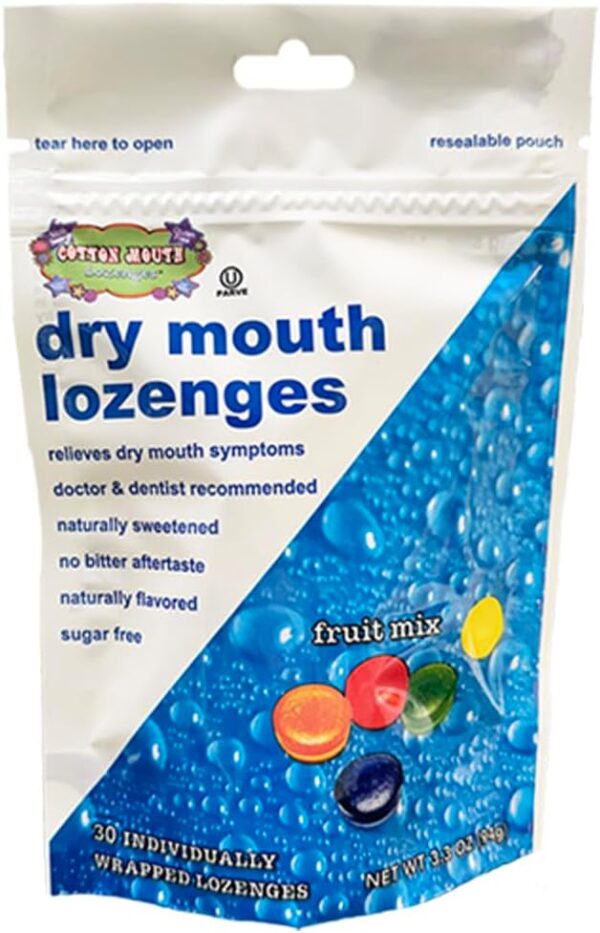 Dry Mouth Relief Fruit Mix 3.3oz Bag (1 Bag) | Relieves Dry Mouth & Increases Saliva Production, Sugar Free, Gluten Free, Delicious Fruit Flavor, Individually Wrapped, 30 Ct