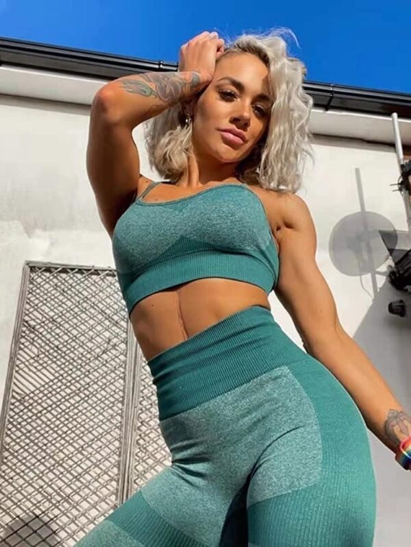 OLCHEE Women’s Workout Sets 2 Piece - Seamless Yoga Leggings and Cross-Strap Sports Bra Gym Outfits Activewear Matching Set