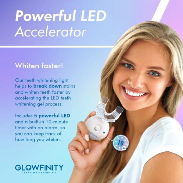 Teeth Whitening Kit - LED Light, 35% Carbamide Peroxide, (3) 3ml Gel Syringes, (1) Remineralization Gel, and Tray