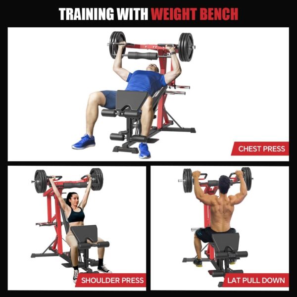 SPART Leverage Gym Machine, Multifunction Strength Training Workout Station, Plate Loaded Lever Gym with Multi Bench Press for Chest, Shoulder, Back, Core, Leg, Full Body Workout Machine for Home Gym