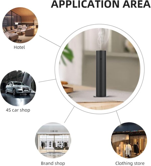 Bluetooth Essential Oil Diffuser for Aromatherapy Oils 500ml/4000 Sq.Ft, All-Metal Waterless Fragrance Diffuser, Waterless Cold-Air Diffusion Scent Air Machine for Home, Office (Black)