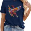 Hummingbird Shirts for Women Vintage Tee Summer Graphics Tee Shirt Floral Tops Womens Loose Life T-Tops
