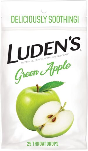 61EiRsiaEoL._AC_SL1500_.jpg Ludens Soothing Throat Drops, Green Apple, 25 ct (Pack of 1)