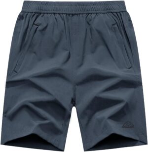 Rdruko Men's Quick Dry Hiking Shorts Lightweight Running Gym Outdoor Active Shorts with Zipper Pockets