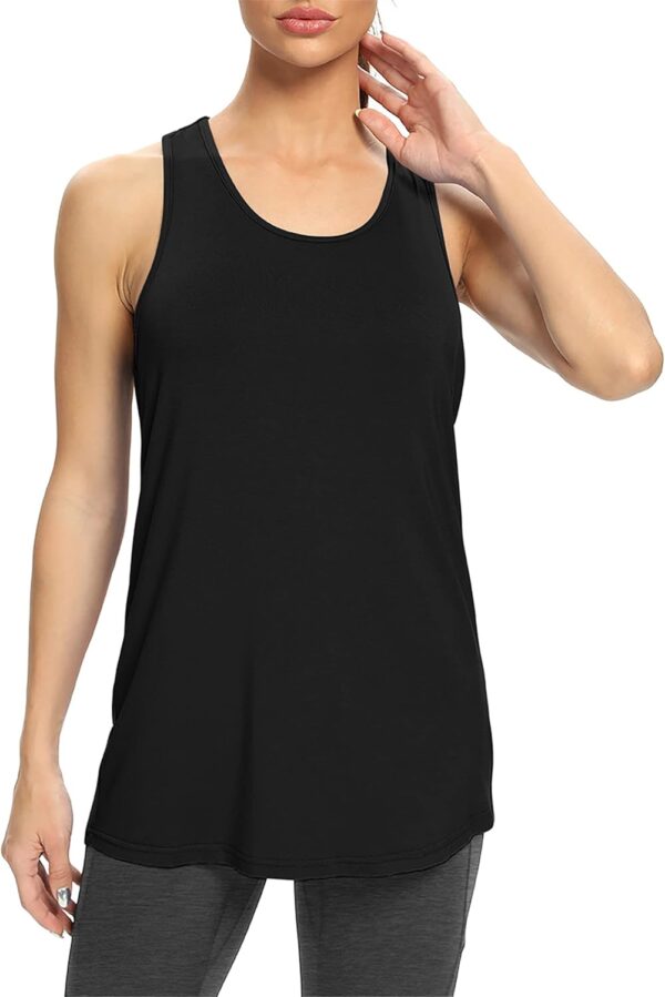 Bestisun Workout Yoga Athletic Shirts Racerback Long Tank Tops Loose fit for Women