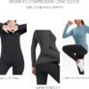 Women's Athletic Compression Long Sleeve Workout Tops Quick Dry Gym Running Yoga Shirts