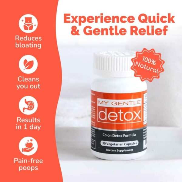 My Gentle Detox Poop Pills - Constipation Relief for Women & Men - All-Natural Colon Detox Cleanse Supplement for Regularity, Bloat & Gas Relief - Start Pooping in 1 Day (30 Ct)