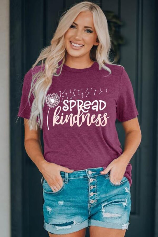 61FIn9FcQ9L._AC_SL1000_.jpg Spread Kindness T Shirt for Women Summer Dandelion Graphic Tees Casual Funny Sayings Letter Printed Cute Shirts Tops