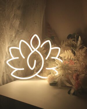 Lotus Flower Neon Sign for Zen Wall Art, Meditation Accessories for Yoga Room, Dimmable Spiritual Neon Lights Decor, Light Up Wall Art for Home or Yoga Studio,12 * 15.3 inch,white