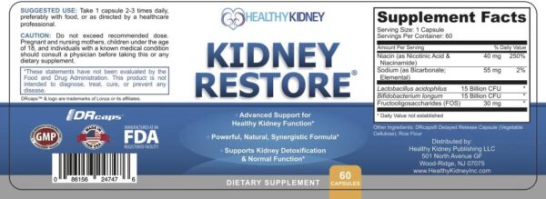 Kidney Restore Kidney Cleanse and Kidney Health Supplement to Support Normal Kidney Function, Vitamins for Kidney Health 60 caps