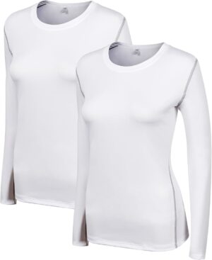 WANAYOU Women's 2-3 Pack Compression Shirt Dry Fit Long Sleeve Running Athletic T-Shirt Workout Tops