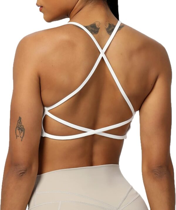 Aoxjox Women's Workout Sports Bras Fitness Backless Padded Ivy Low Impact Bra Yoga Crop Tank Top