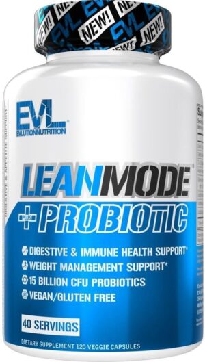 Evlution Nutrition Leanmode + Probiotic, Advanced Probiotic Capsule Supplement, 15 Billion CFUs per Serving, Digestive Support & Gut Health (40 Servings)