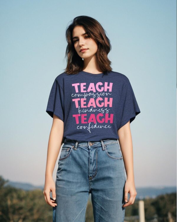 Teacher Shirts for Women Teach Compassion Kindness Confidence Print Shirt Funny Teacher Life Casual Tees