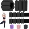 Adjustable Ankle Weights for Women Men,Wrist Weights set for Walking Running,1 Pair (1Lbs Each) Silicone Workout Weights for gym fitness, Jogging,yoga,pilates,strength training,physical therapy (Black-2)