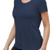 Mippo Open Back Workout Tops for Women Soft Short Sleeve Athletic Yoga Gym T Shirts