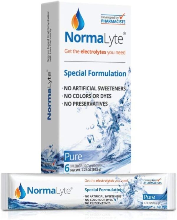 NormaLyte Oral Rehydration Salts- Pack of 6 (Pure) | Electrolyte Powder, Energy Supplements, Electrolytes Powder Packets, Potassium Supplement, Hydration Powder, No Preservatives, Vegan, Dehydration