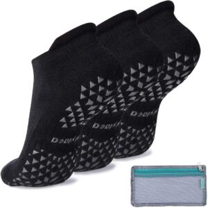 Hylaea Unisex Non Slip Socks with Grip for Yoga, Hospital, Pilates, Barre | Ankle, Cushioned