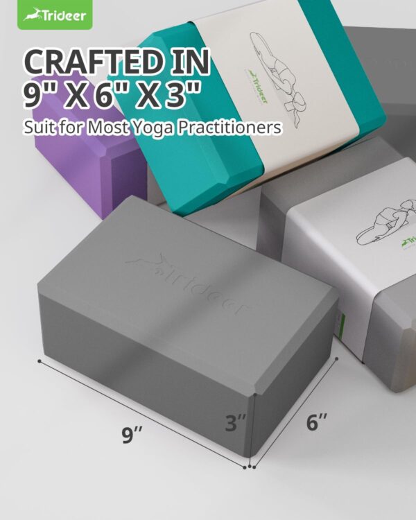 Trideer 9"x6"x3" Yoga Blocks, High Density EVA Foam Blocks 2 Pack, Supportive, Lightweight & Odor Resistant, Yoga Essentials and Accessories for Yogi & Yogini