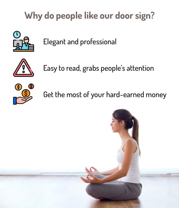 Meditation Sign for Door, 2 Pack (Printed on Both Sides), 9.3″x3.5″ PVC Plastic, Meditation Sign, Meditation Door Hanger, Meditation Decor, Do Not Disturb Sign, Meditation Decor for Room
