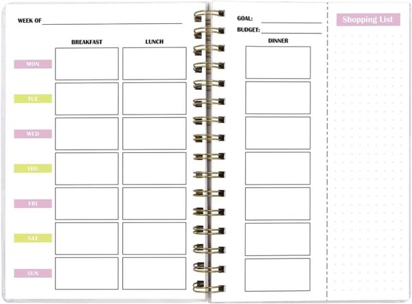 Food and Fitness Journal Meal Journal Diary Workout Wellness Log Notebook Planner Weight Loss Diet Meal Exercise Training Health Tracker 6.1" x 8.5" Hard Cover