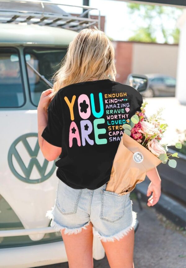 You are Kind Shirt Womens Oversized Inspirational Letter Print Graphic Shirts Casual Short Sleeve Mental Health Tees