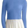 Womens Long Sleeve Workout Tops Slim-Fit Yoga Top Quick Dry Running Athletic Shirt High Stretch