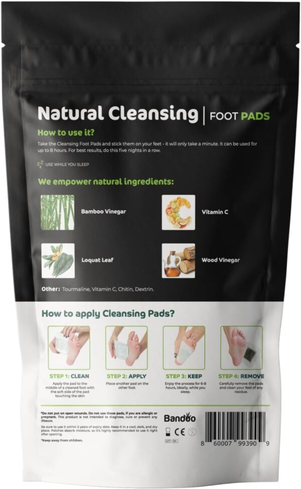 Bandoo Original Deep Cleansing Foot Pads | Rana Pads | Premium Natural Bamboo Foot Pads | Japanese Foot Pads | Cleanse, Moisturize & Energize | for Men & Women | 10 Pads