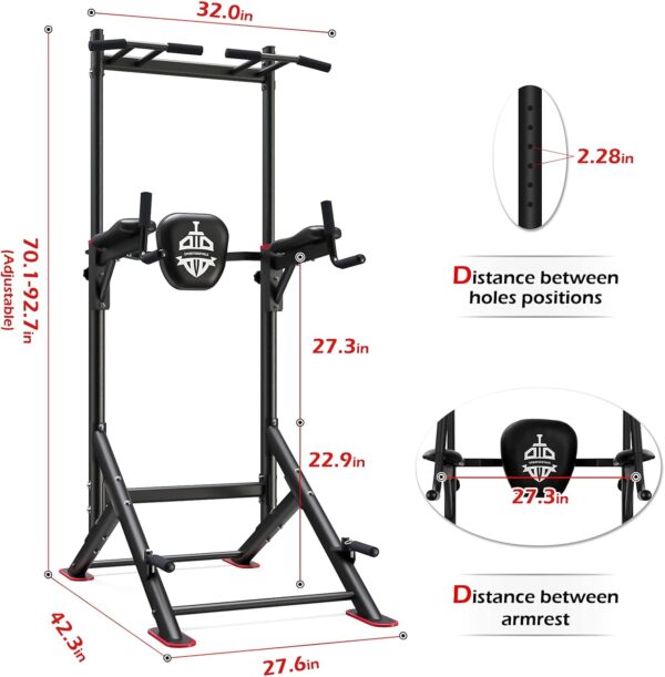 Sportsroyals Power Tower Pull Up Dip Station Assistive Trainer Multi-Function Home Gym Strength Training Fitness Equipment 440LBS