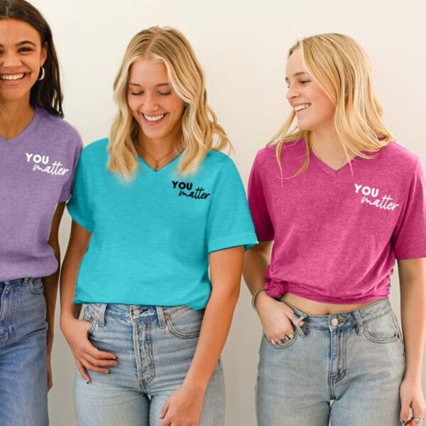 You Matter to The Person Behind Me Tshirt, You are Amazing Beautiful and Enough T-Shirt, Women Casual V Neck Tee Tops