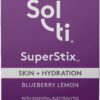 Sol-ti Organic Electrolyte Skin + Hydration Drink Mix, Superfood Hydration Sticks, SuperStix, Non-GMO, Vegan, Blueberry Lemon, 14 Single-Serving Sticks