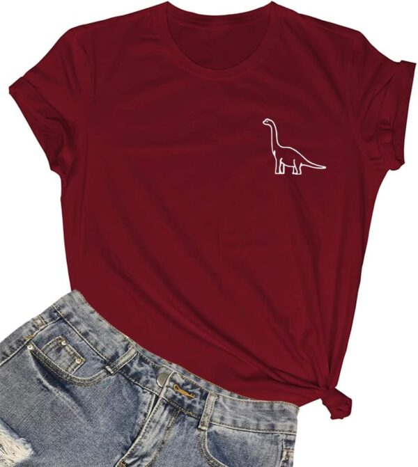 ROSEPARK Women Cute Dinosaur Graphic T-Shirts Teen Girls Funny Tees
