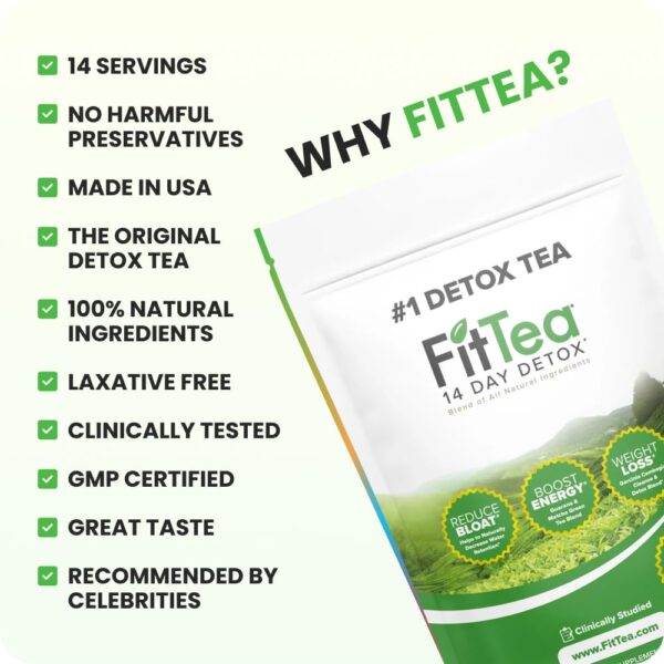 61Hvpf95EL._SL1000_.jpg FitTea The Original 14 Day Detox Tea for Weight Loss and Belly Fat - Detox Cleanse Weight Loss Tea for Women and Men - Clinically Tested Slim Tea Detox Drink
