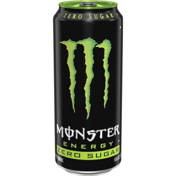 Monster Energy Zero Sugar, Green, Original, Low Calorie Energy Drink, 16 ounce (Pack of 15)
