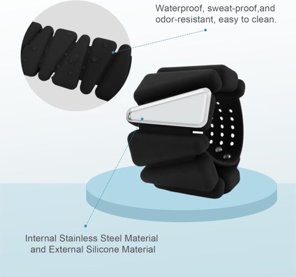 Prodigen Wrist & Ankle Weights for Women, Wearable Silicon Arm & Leg Weights, Size Adjustable Ankle Weights，Wearable Bracelet for Strength Training Walking Running Yoga Pilates Jogging for Men Set of 2