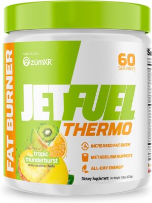 GAT SPORT JetFuel Tropic Thunderburst Thermo Powder for Fat Burning, ZumXR Caffeine, Carnitine, Theanine, for Men & Women, 60 Servings