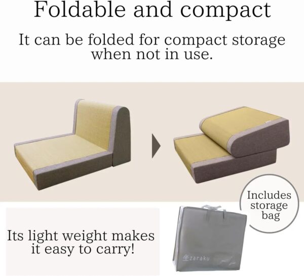 BJDesign Foldable Igusa Tatami Floor Chair - Zen Meditation Cushion and Seat, Dual-Purpose, Eco-Friendly, Handmade with Natural Materials, Easy to Store - Versatile Seating for Adults and Kids