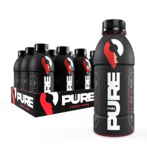 Pure Fuel Healthy Energy Drinks Cherry Bomb - Sports Drinks - Plant Based - 180mg Natural Caffeine - 12pk x 16.9 fl oz