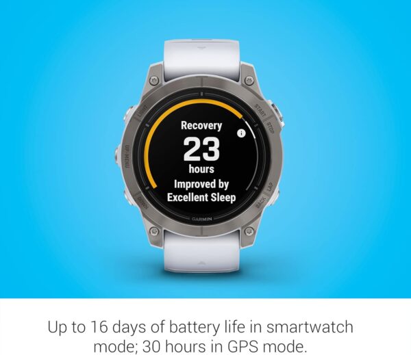 Garmin epix Pro (Gen 2) Sapphire Edition, 47mm, High Performance Smartwatch, Advanced Training Technology, Built-in Flashlight, Whitestone