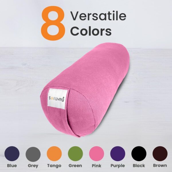 Sol Living Yoga Bolster Pillow for Restorative Yoga Meditation Bolster 100% Cotton Cylindrical Meditation Cushion Firm Yoga Cushion Bolster Washable Cover Body Pillow for Balance Support Asana Poses