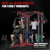 All in One Home Gym System Workout Station, Multi-Function Smithe Machine Power Cage with Cable Crossover System, Tripe-Sided Independent Load Posts, Functional Trainer for Full Body Training