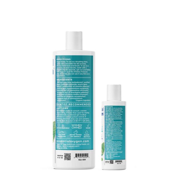 61IhjlxWE2L._SL1200_.jpg Essential Oxygen, Certified Organic Brushing Rinse, Combo, Peppermint, All Natural mouthwash, Dentist Recommended, Alcohol-Free Oral Care, 1 - 3 fl oz bottle and 1 - 16 fl oz bottle, BR (Pack of 2)