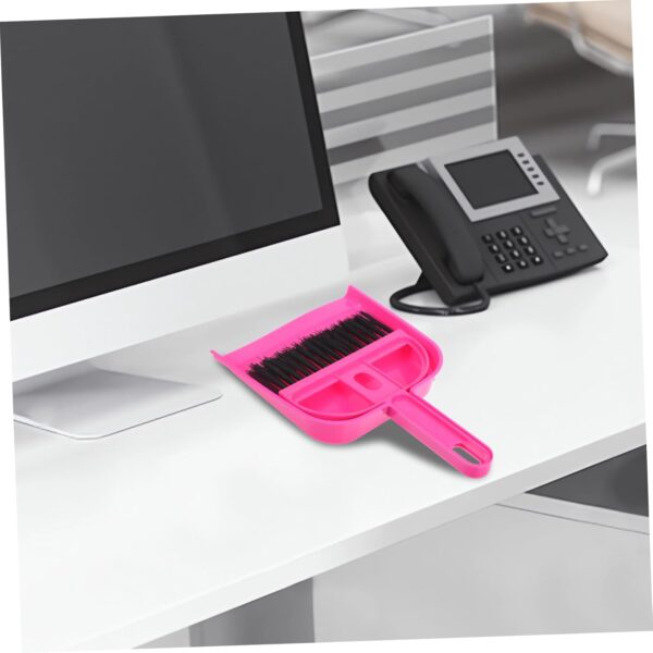 minkissy Handheld Mini Broom and Dustpan Set Tiny Cleaning Table Broom Sweep Brush for Desktop Bed Car Desk Keyboard Countertop Nest Rosy