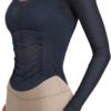 LASLULU Womens Active Long Sleeve Workout Tops Scoop Neck Athletic Yoga Gym Running Shirts Tops Cutout