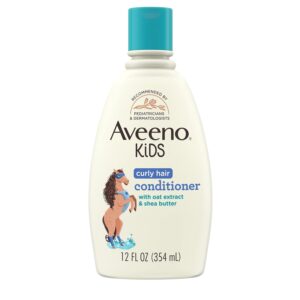 Aveeno Kids Curly Hair Conditioner, Hydrating Conditioner, Kids Curly Hair Products, Oat Extract & Shea Butter, Gentle Scent, 12 fl. oz (Pack of 1)