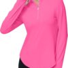 Women's Golf Polo Long Sleeve Workout Tops V Neck UPF 50+ Sun Protection Quick Dry Lightweight Active Tennis Shirts
